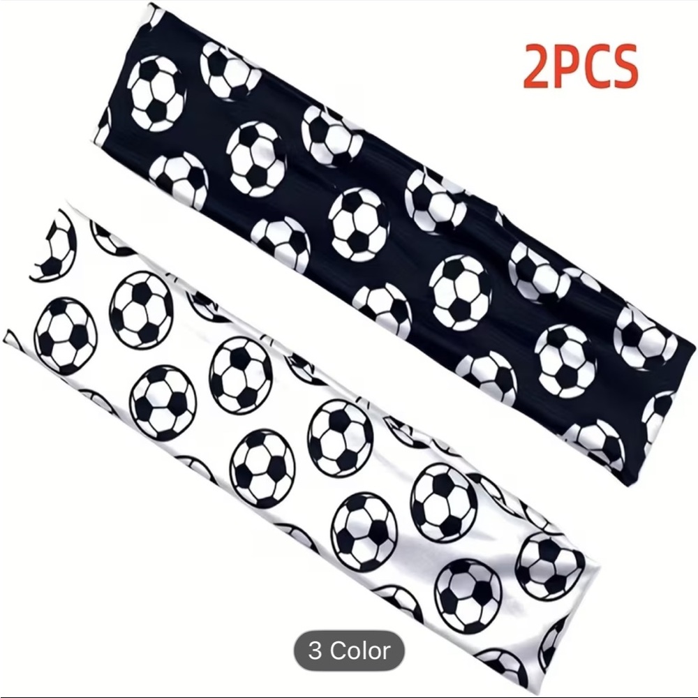 Soccer Print Headbands - Black & White, 2-Pack